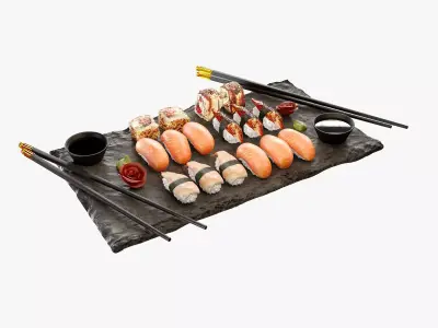 sushi set 3D model purchase