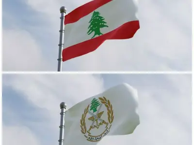 Animated Lebanon Flags 3D model