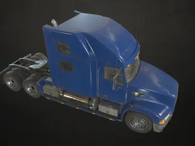 Semi Truck Tractor - Blue Low-poly 3D model