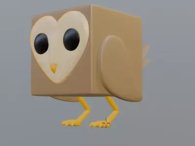 Flat Box Owl Free low-poly 3D model