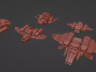 Low Poly Game ready Spaceship Pack Free low-poly 3D model