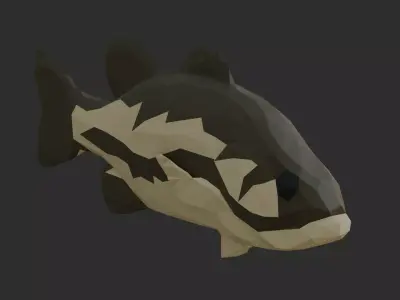 Low Poly Spotted Bass Low-poly 3D model