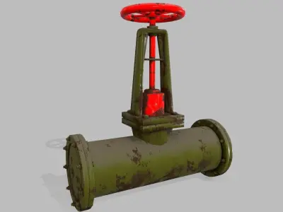 pipe set with valves Low-poly 3D model