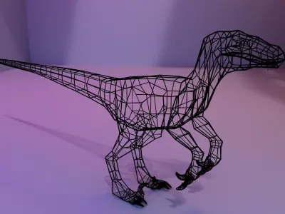 Low-poly Velociraptor polygonal dinosaur Low-poly 3D model
