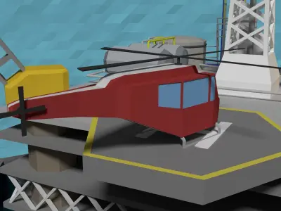 LowPoly Helicopter Low-poly 3D model