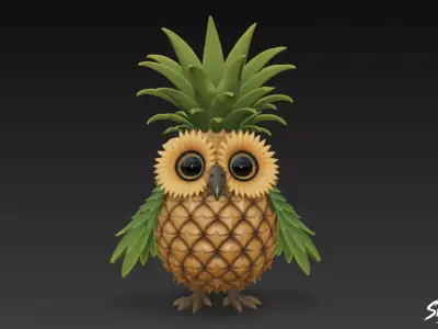 Ananasita Owlita - Italian Brainrot Low-poly 3D model