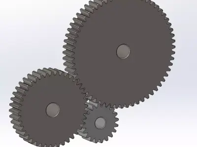  Engrenagens Cilindricas de Dentes Retos modelo Cad Low-poly 3D model