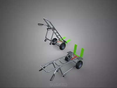 FOUR WHEELED TILTING HAND TRUCK SWIVEL CASTER CART FORK LIFT BAG 3D model