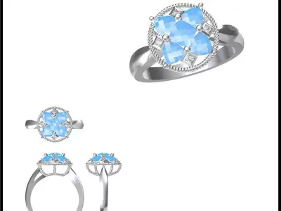 JCD Format Antique color stone rings cad jewellery design 3D print model