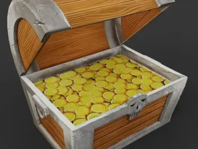 Stylized treasure chest Free low-poly 3D model