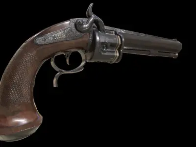Italian Collier Revolver Low-poly 3D model