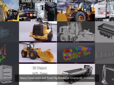 Heavy Construction and Truck Rig Bundle for Cinema 4D 3D Model Pack