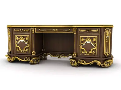 antique desk with drawers 3D model