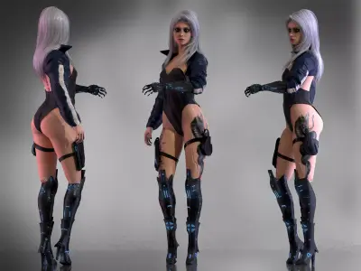 Cyberpunk Girl Low-poly 3D model buy