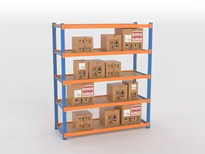 Industrial Warehouse Storage Rack 3D Model  Low-poly 3D model