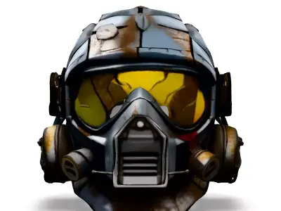 SciFi Helmet with Cracked Visor Low-poly 3D model