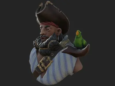Pirate and Parrot Low-poly 3D model