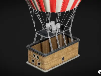 Hot Air Balloon Low-poly 3D model 13