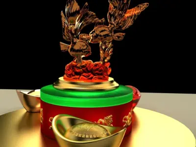 Chinese gold Ingot  3D model buy