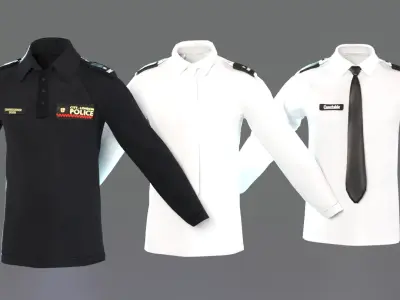 UK Police Uniform Shirt White with Tie and Dark Variant  Low-poly 3D model