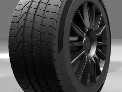 High-Detailed WHEEL inspired by PIRELLI P ZERO Free 3D model