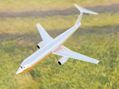 Fictional Twin Engine T-Tail Jetliner 7N7-100 Inspired Low-poly 3D model
