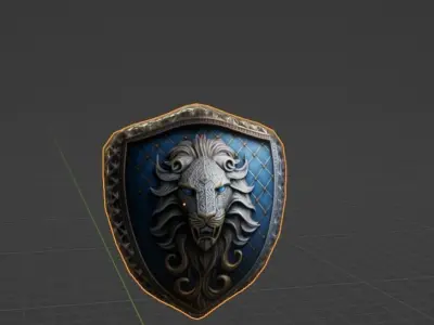 Lion Fantasy Shield - Low Poly Asset Low-poly 3D model 3D model