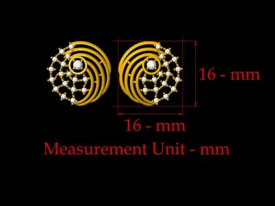 Fancy Gold Top Earring - 0011 3D print model