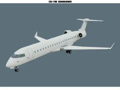 CRJ700 White Low-poly 3D model