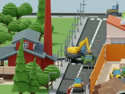 Construction Low Poly Assets City Low-poly 3D model