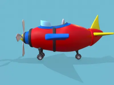 Cartoon plane Low-poly 3D model 2