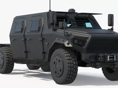 Military Off Road Chassis Truck Black Simplified 3D model