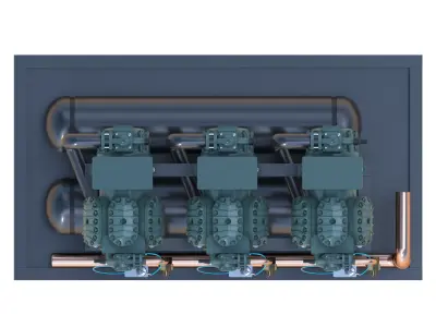 Multicompressor industrial refrigeration units 3D model
