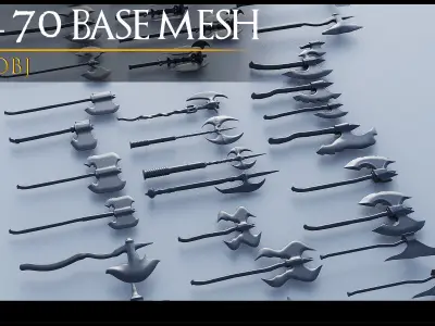70 Models Of Weapons - Cold Weapons-Low Poly - UV- Vol 05 Low-poly 3D model