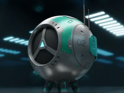 PR-02MV futuristic space ball Low-poly 3D model