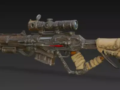 Rugged Post Apocalyptic Rifle 3D Model Low-poly 3D model
