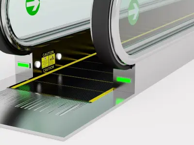 Modern Airport Moving Walkway And Horizontal Travelator Set Low-poly 3D model