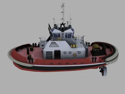 Tugboat industrial Low-poly 3D model