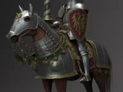 Knight with horse 3D model purchase