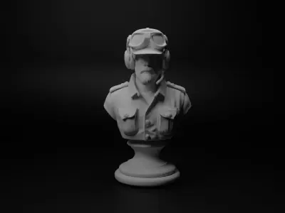 Helicopter Pilot Bust Chess 3D print model get