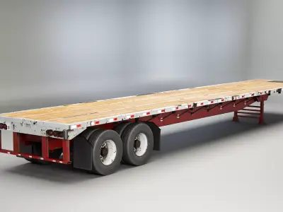 Used Flatbed Semi-Truck Trailer 3D model