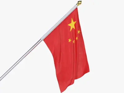 Peoples Republic of China Cloth Flag Wall Mount Animated 3D model