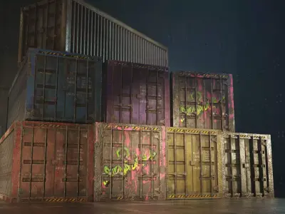 Cargo Containers Collection Free low-poly 3D model