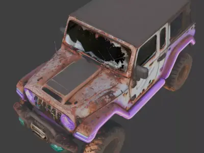 Cyberpunk Rusty Off Road Monster Truck 3D Model V03 Low-poly 3D model