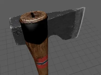 Wooden Handle Axe Outdoor Camping -game ready Free low-poly 3D model
