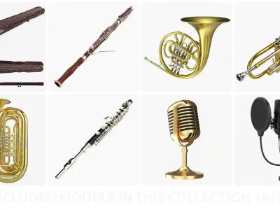  Musical Instrument Large Collection 01 - 36 PBR models 