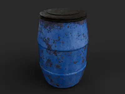 Blue drum  Low-poly 3D model