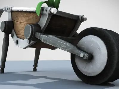 Realbarrow wheelbarrow with flower in it Low-poly 3D model