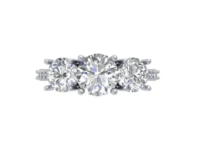  3 Stone Art Deco Ring 3D print model buy
