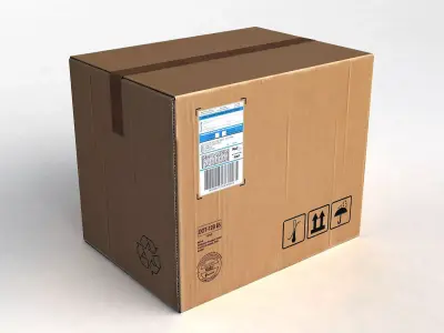 Cardboard Package Box Low-poly 3D model